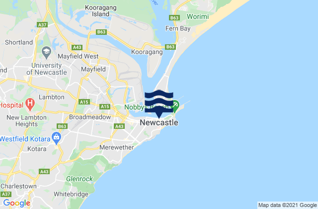 Mappa delle Getijden in Newcastle -The Harbour, Australia