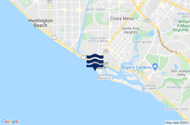 Mappa delle Getijden in Newport Beach Municipal Beach, United States