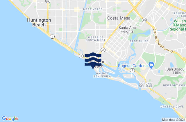 Mappa delle Getijden in Newport Beach, United States