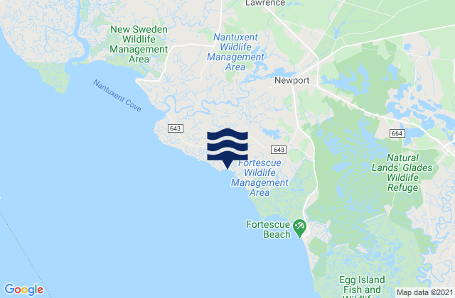 Mappa delle Getijden in Newport Landing (Nantuxent Creek), United States