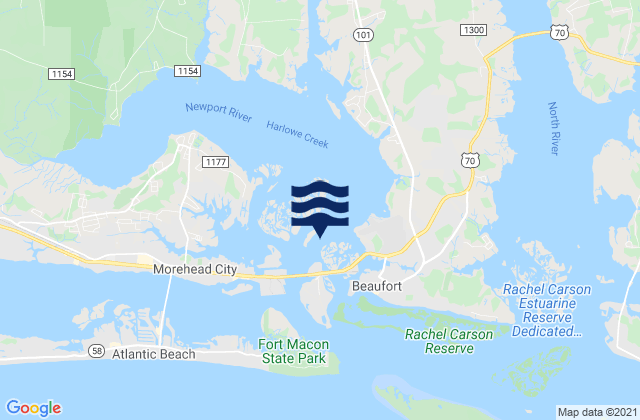 Mappa delle Getijden in Newport Marshes SE of, United States