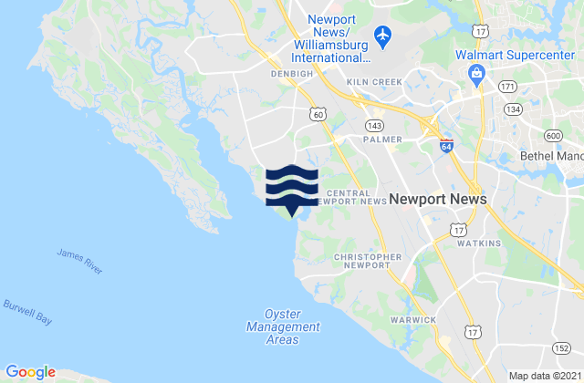 Mappa delle Getijden in Newport River (Yacht Club), United States