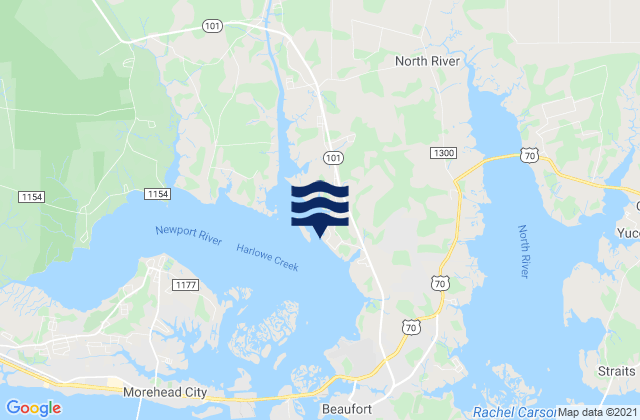 Mappa delle Getijden in Newport River (yacht Club), United States