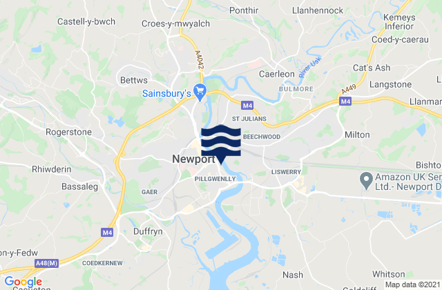 Mappa delle Getijden in Newport, United Kingdom