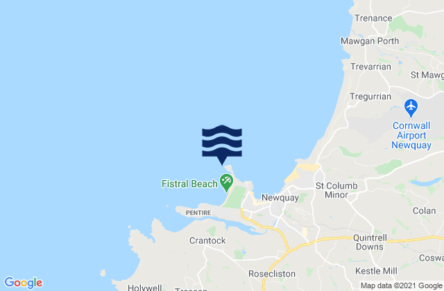 Mappa delle Getijden in Newquay - Cribbar, United Kingdom