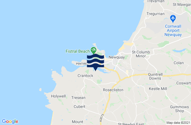 Mappa delle Getijden in Newquay Town Beach, United Kingdom
