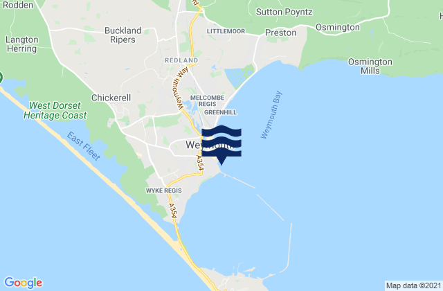 Mappa delle Getijden in Newtons Cove Beach, United Kingdom