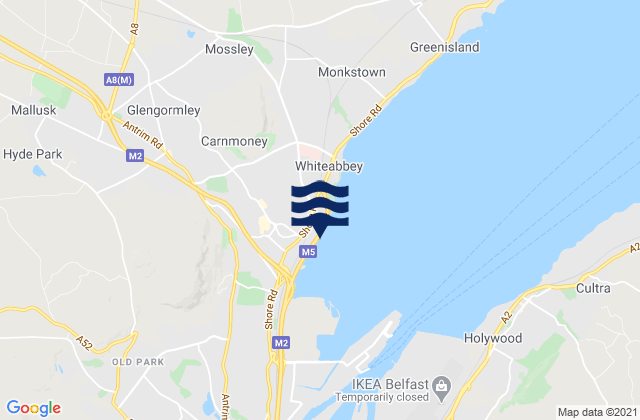 Mappa delle Getijden in Newtownabbey, United Kingdom