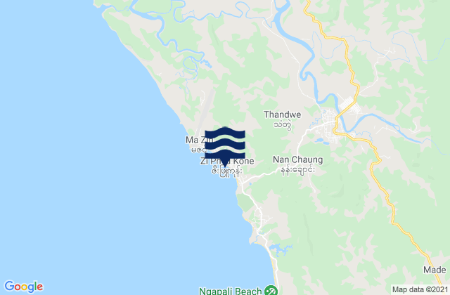 Mappa delle Getijden in Ngapali Beach, Myanmar