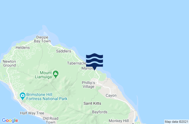 Mappa delle Getijden in Nicola Town, Saint Kitts and Nevis