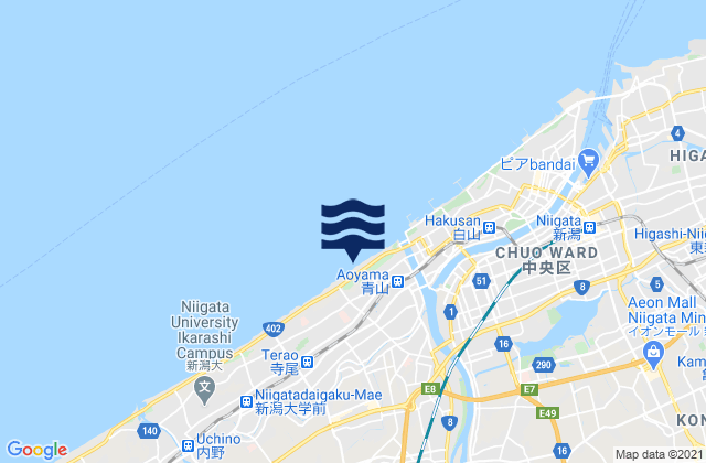 Mappa delle Getijden in Niigata Shi, Japan