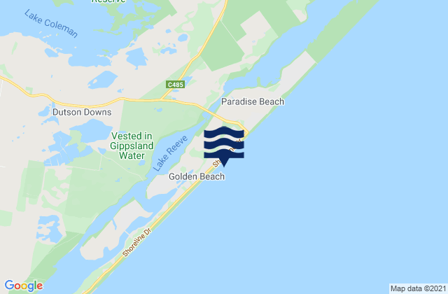 Mappa delle Getijden in Ninety Mile Beach, Australia