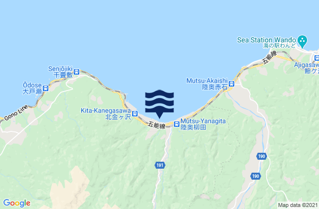 Mappa delle Getijden in Nishitsugaru-gun, Japan