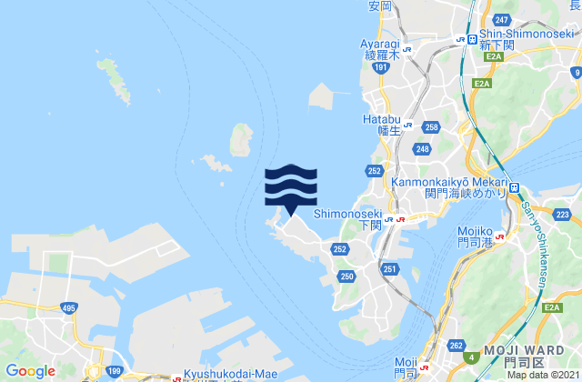 Mappa delle Getijden in Nishiyamacho, Japan