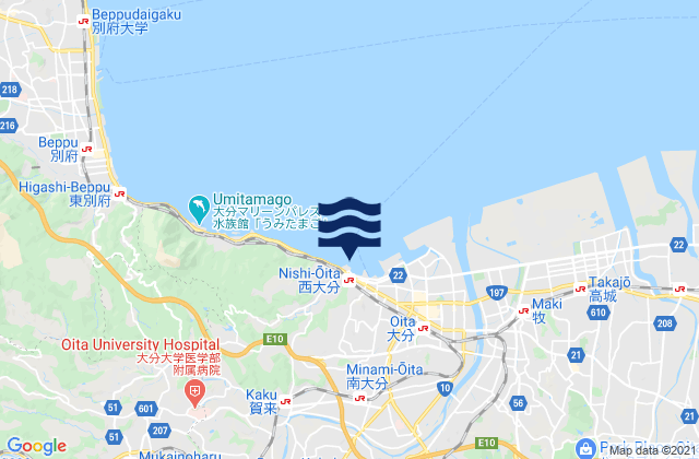 Mappa delle Getijden in Nisi-Oita, Japan