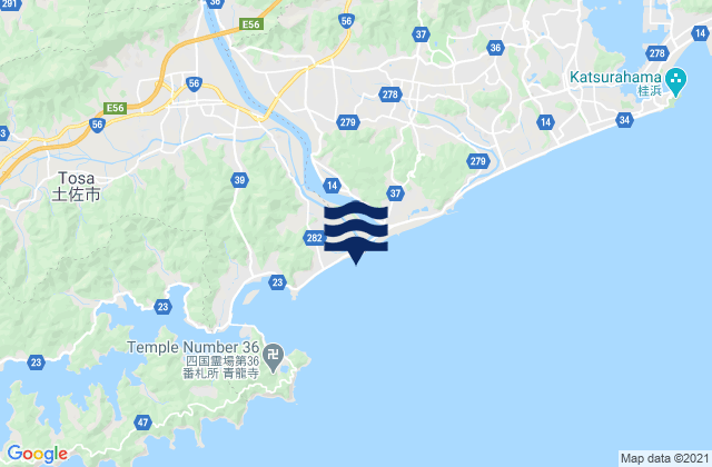 Mappa delle Getijden in Niyodo, Japan