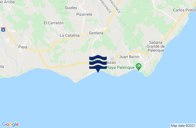 Mappa delle Getijden in Nizao, Dominican Republic