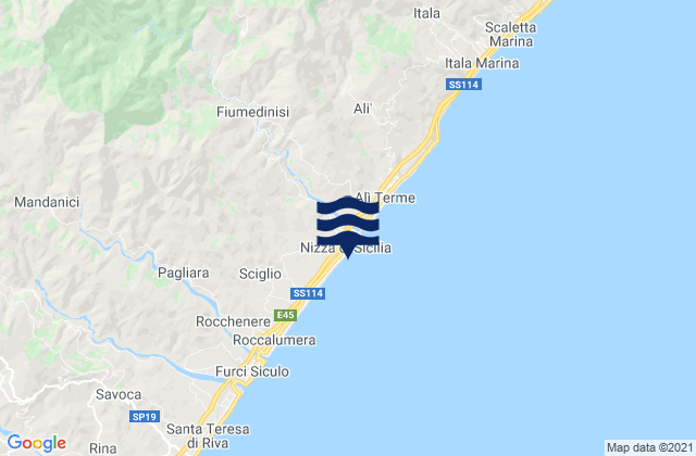 Mappa delle Getijden in Nizza di Sicilia, Italy