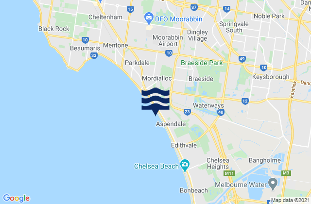 Mappa delle Getijden in Noble Park, Australia