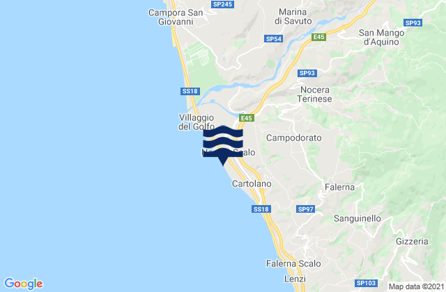 Mappa delle Getijden in Nocera Scalo, Italy