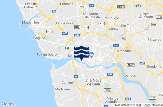 Mappa delle Getijden in Nogueira, Portugal