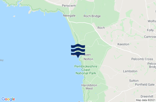 Mappa delle Getijden in Nolton Haven Beach, United Kingdom