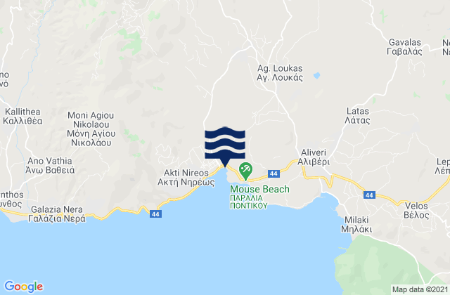 Mappa delle Getijden in Nomós Evvoías, Greece