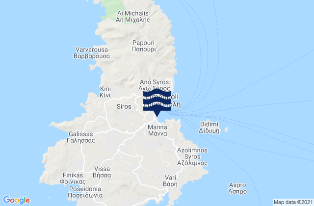 Mappa delle Getijden in Nomós Kykládon, Greece