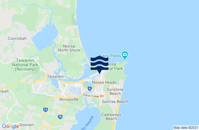 Mappa delle Getijden in Noosa Heads, Australia