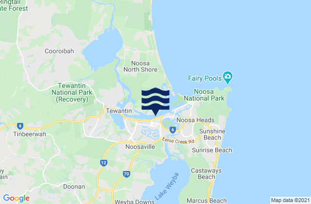 Mappa delle Getijden in Noosaville, Australia