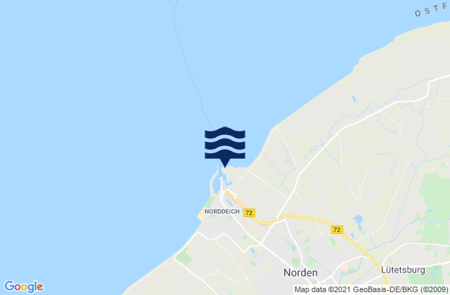 Mappa delle Getijden in Norddeich Hafen, Netherlands
