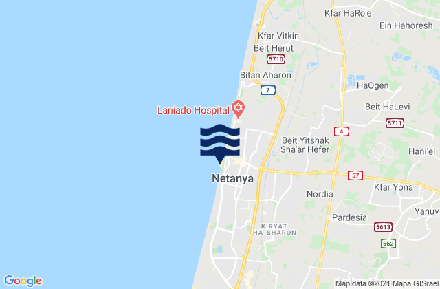 Mappa delle Getijden in Nordiyya, Israel