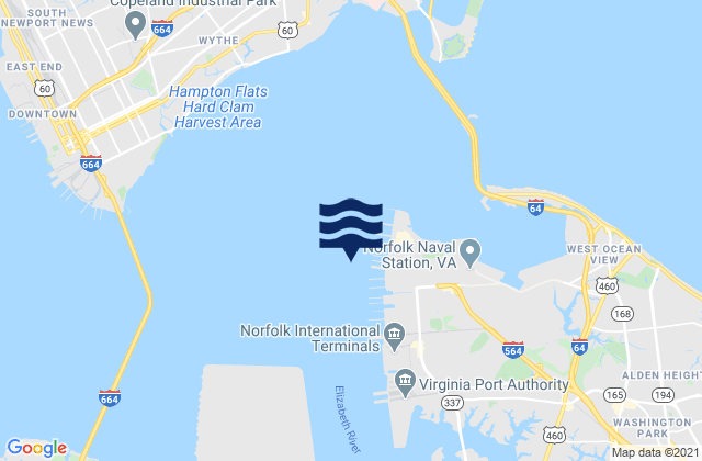 Mappa delle Getijden in Norfolk Harbor Reach (Buoy R 8), United States