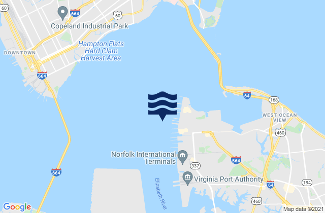 Mappa delle Getijden in Norfolk Harbor Reach (Buoy R '8'), United States
