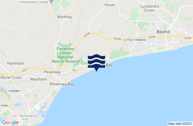Mappa delle Getijden in Normans Bay Beach, United Kingdom