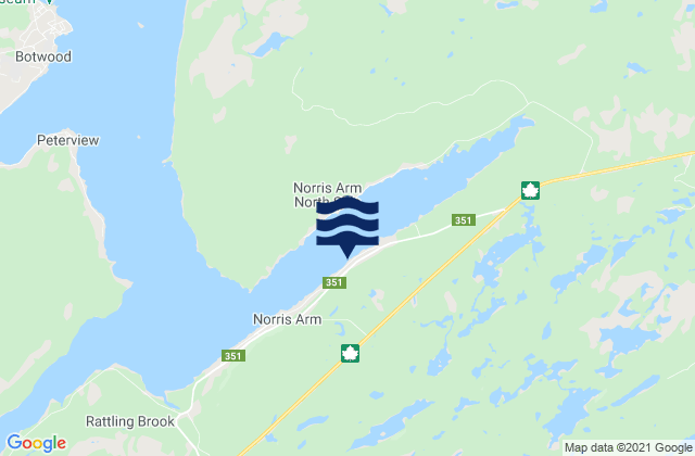 Mappa delle Getijden in Norris Arm, Canada