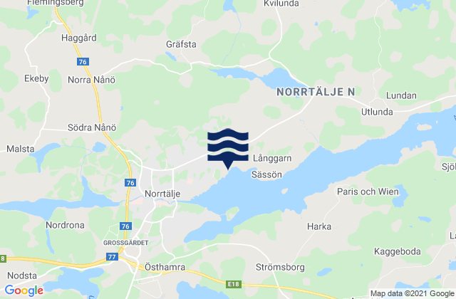 Mappa delle Getijden in Norrtälje Kommun, Sweden