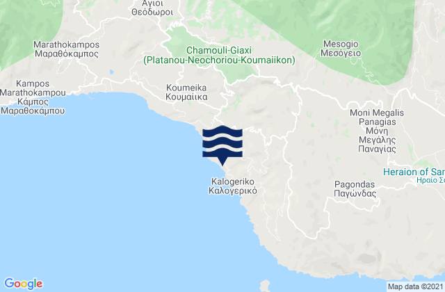 Mappa delle Getijden in North Aegean, Greece