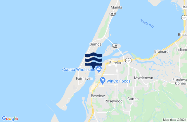 Mappa delle Getijden in North Bay Channel at Samoa Channel, United States