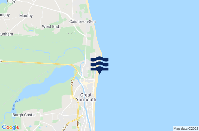 Mappa delle Getijden in North Beach, United Kingdom
