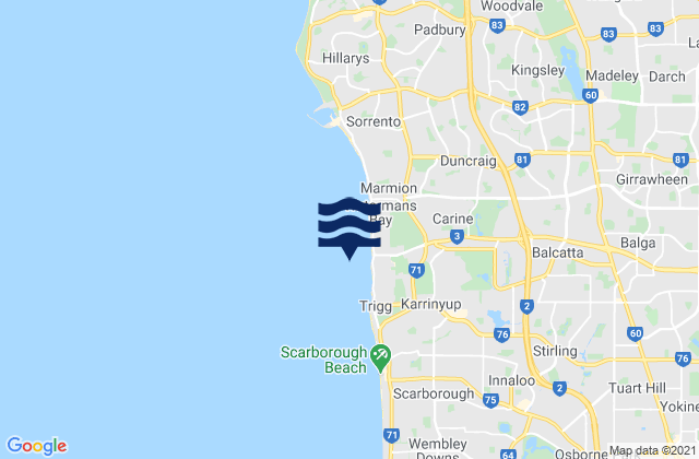 Mappa delle Getijden in North Beach, Australia