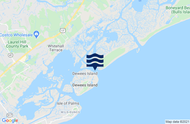 Mappa delle Getijden in North Dewees Island Capers Inlet, United States