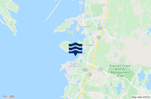 Mappa delle Getijden in North Falmouth, United States