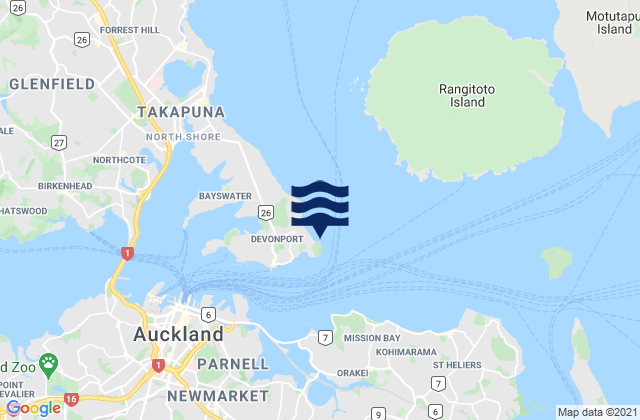 Mappa delle Getijden in North Head, New Zealand