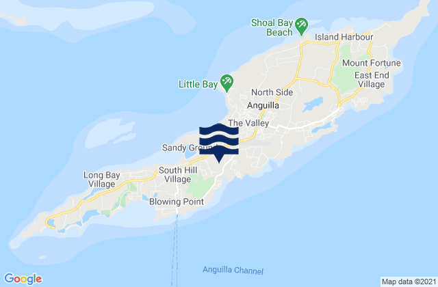 Mappa delle Getijden in North Hill, Anguilla