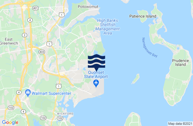 Mappa delle Getijden in North Kingstown Beach, United States