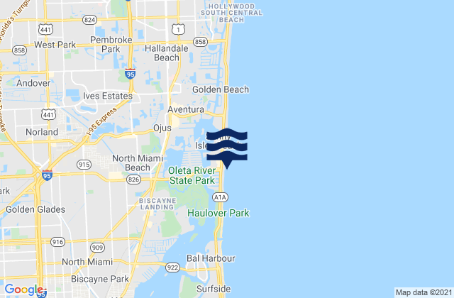 Mappa delle Getijden in North Miami Beach Newport Fishing Pier, United States