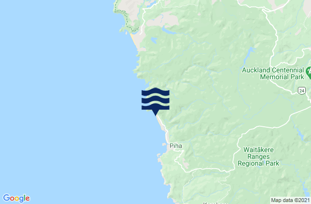 Mappa delle Getijden in North Piha Beach, New Zealand
