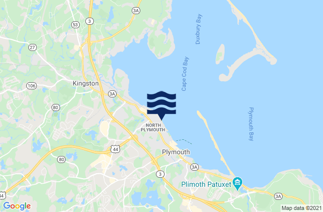 Mappa delle Getijden in North Plymouth, United States