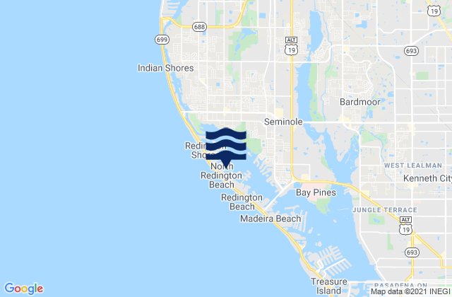 Mappa delle Getijden in North Redington Beach, United States